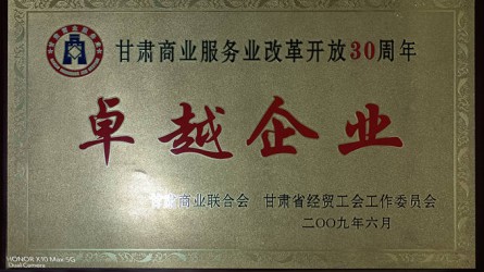 甘肅商業(yè)服務業(yè)改革開放30周年卓越企業(yè)